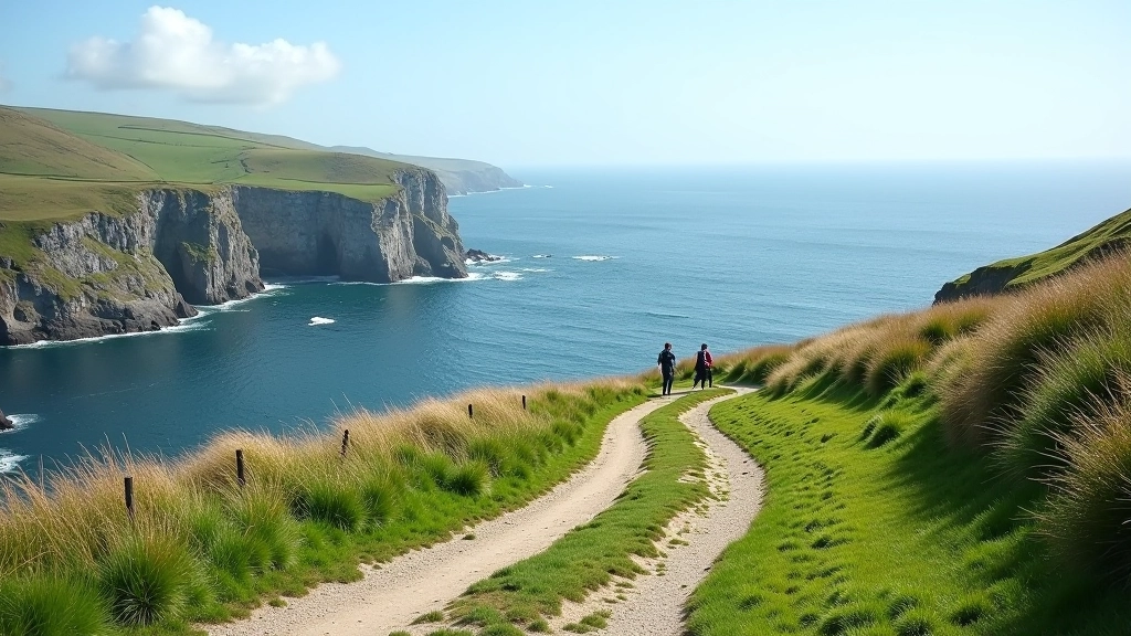 Scenic coastal walking path along dramatic cliffs